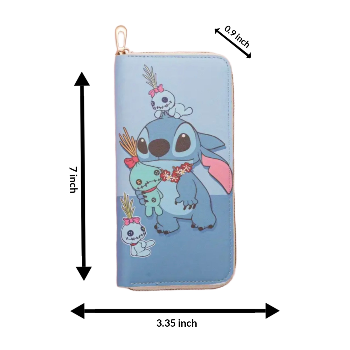 Stitch 7" Faux Leather Wallet Coin Zipper Pocket Bill Credit Card Slot