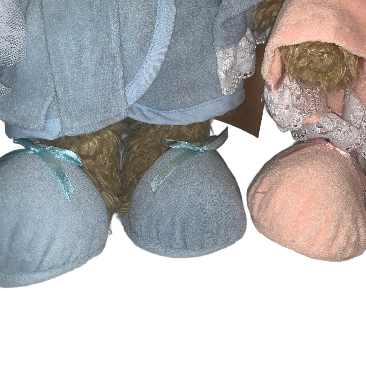 Tender Hearted Teddy Bear Collectibles Bath Time Lot Of 2 Pink & Blue 14” NEW