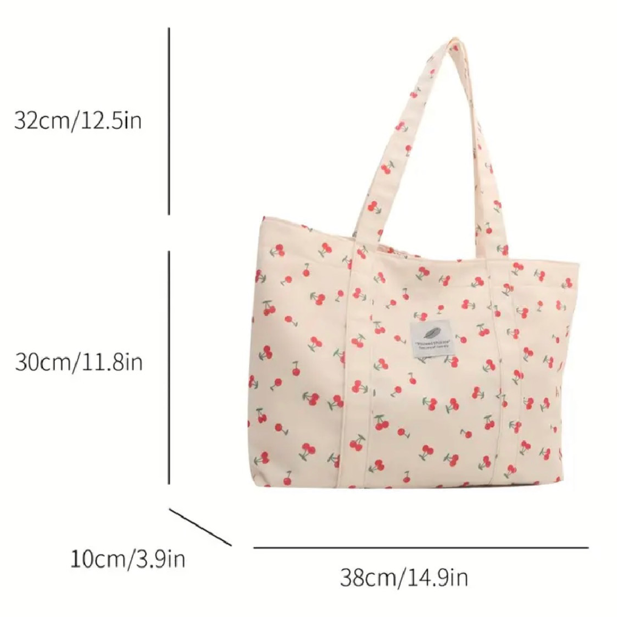 Cherry Tote Bag Magnetic Buckle Lightweight Foldable New