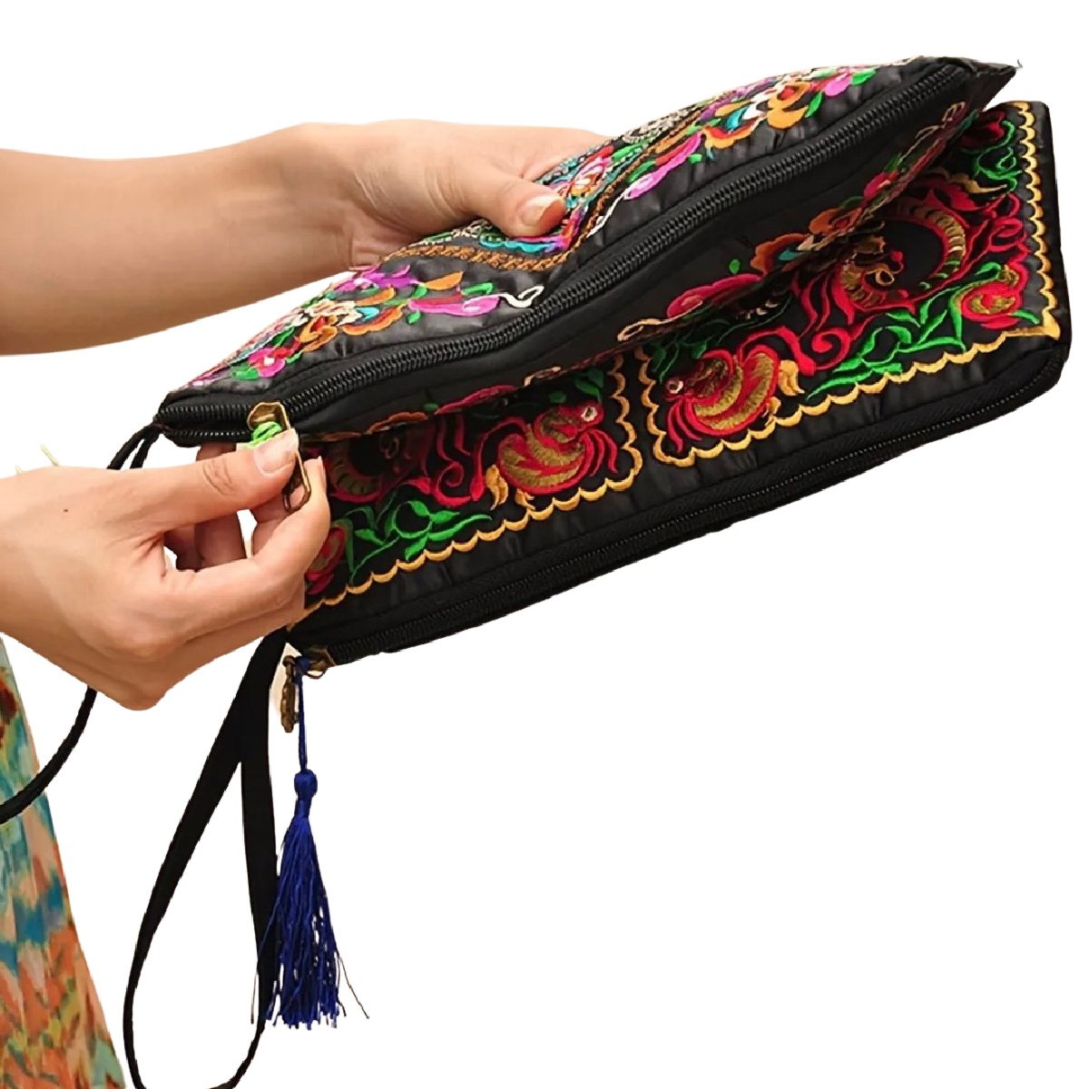 Retro Floral Embroidery Ethnic Style Strap Purse Phone Clutches Handbag NEW
