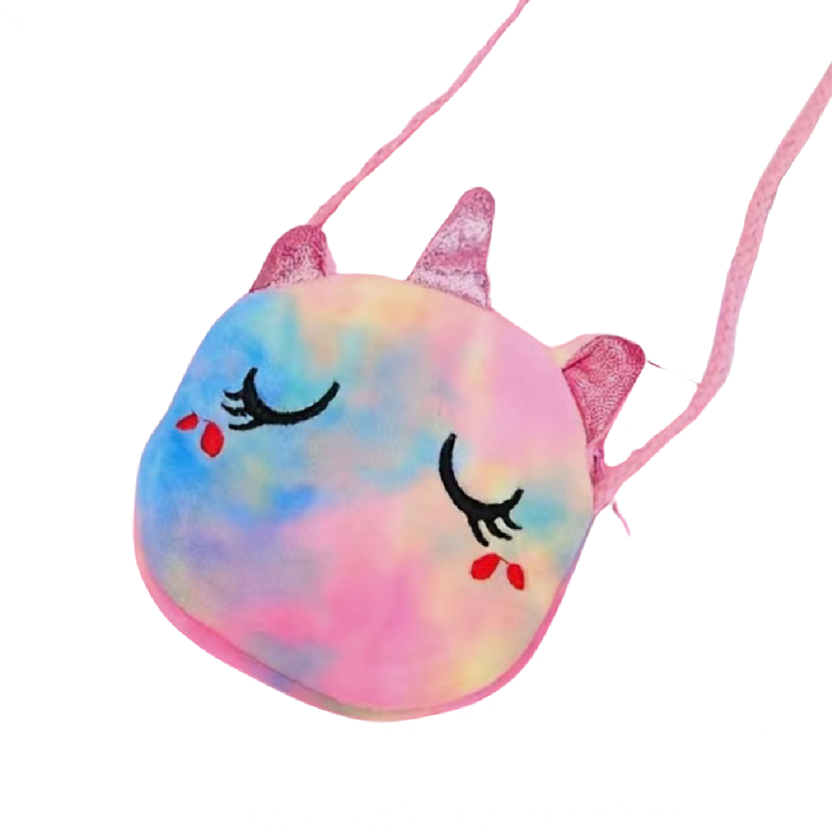 Unicorn Coin Purse Cartoon Tie-Dye Wallet Crossbody Bag Zipper Strap Accessory
