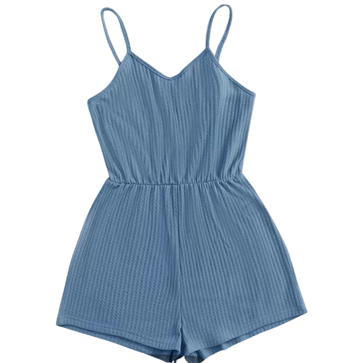 Romper Cami Sleeveless Waffle Knit Adjustable Spaghetti Strap Stretch NEW