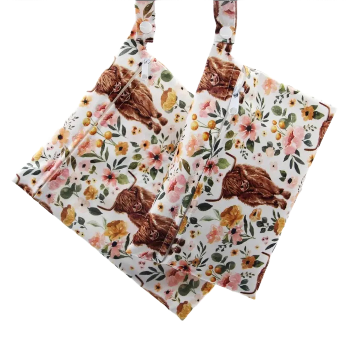 Highland Cattle Water Dry Bags Floral Print In 2 Different Sizes 2pc Lot