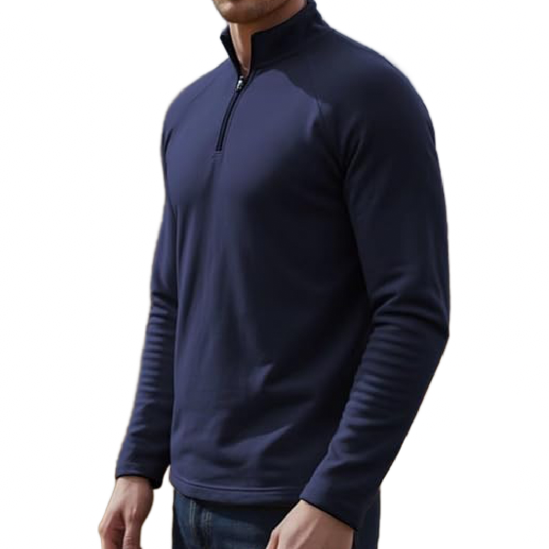Fleece Pullover Men's Size Large Quarter Zip Thermal Blue Jacket Sweatshirt NWT