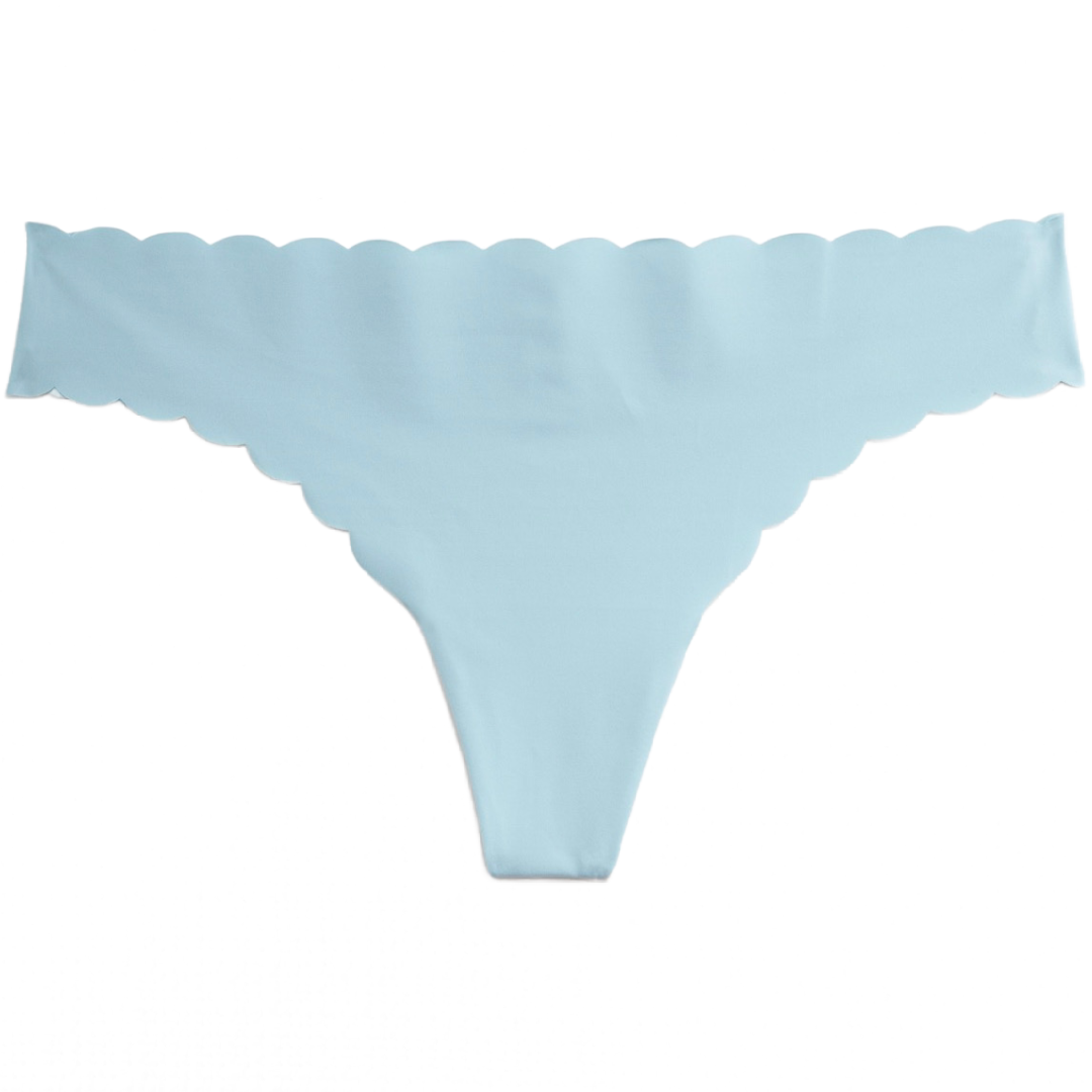 Low-Rise No-Show Thong Panties Scallop 2 Pair Lot Blue Underwear NWT