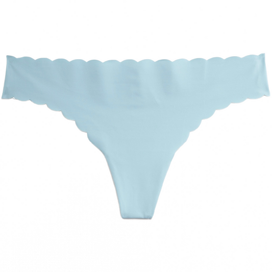 Low-Rise No-Show Thong Panties Scallop 2 Pair Lot Blue Underwear NWT