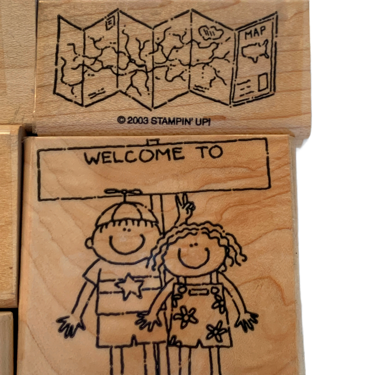 Vintage Stampin' Up Travel Time Suitcase, Kids, Map Stamps & Stampede Vacation