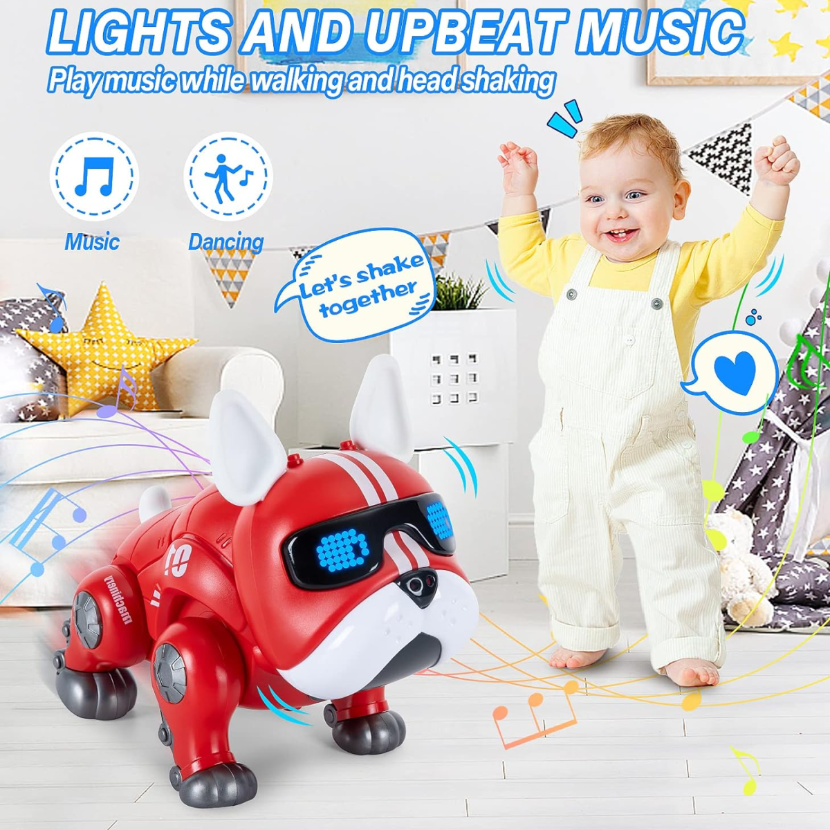 Noetoy Robot Red Dog LED Electronic Sound Music Walks Interactive Baby Toy NEW