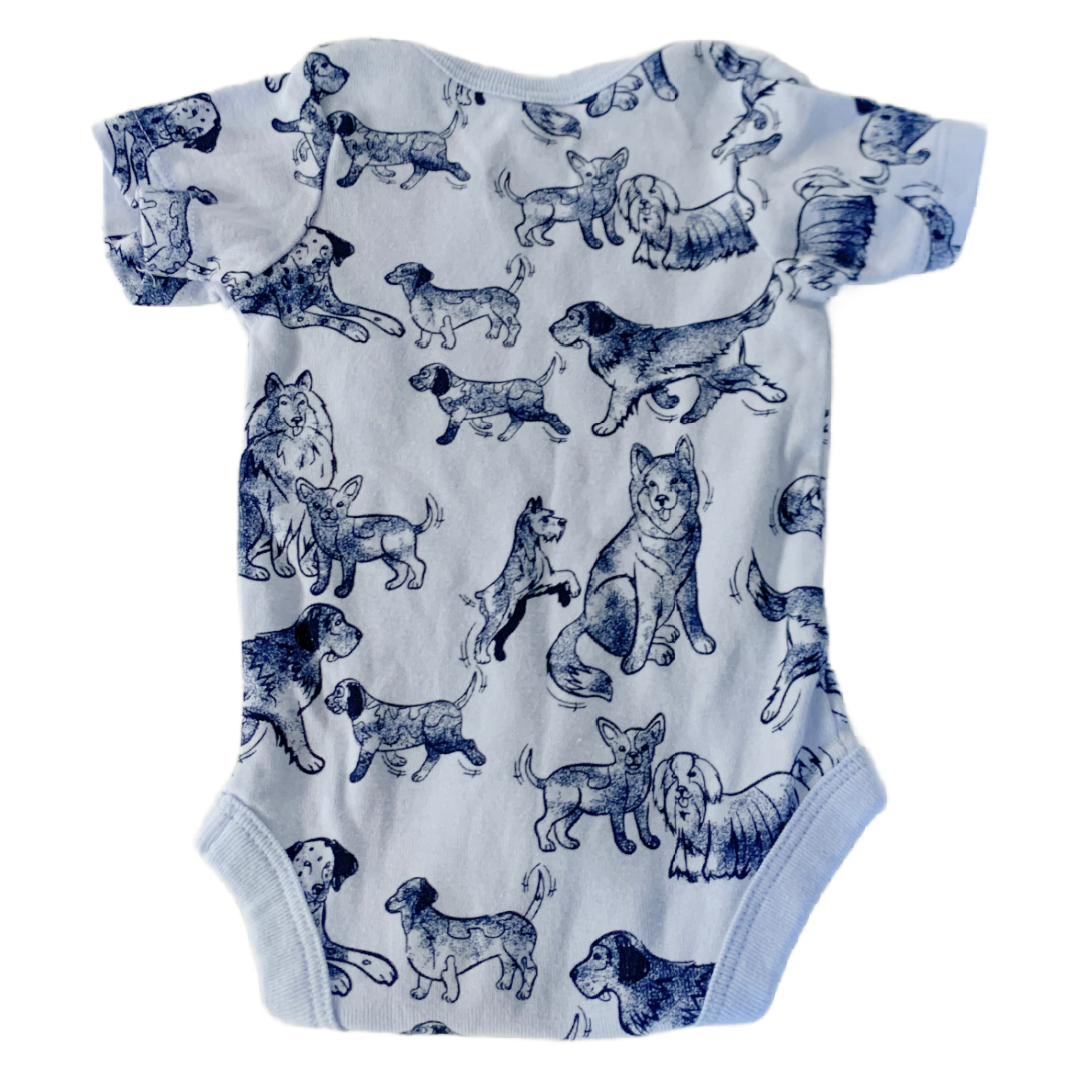 Lot of 2 Member's Mark Bodysuits NB Blue Cotton Puppy Dogs