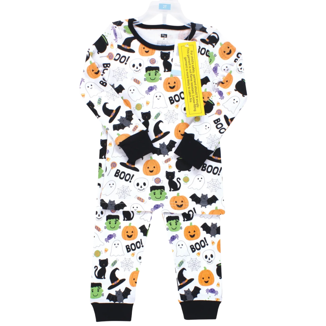 Halloween Toddler 2pc PJs Size 5T Cat Bat Spider Long Sleeve Top Pants Set NWT