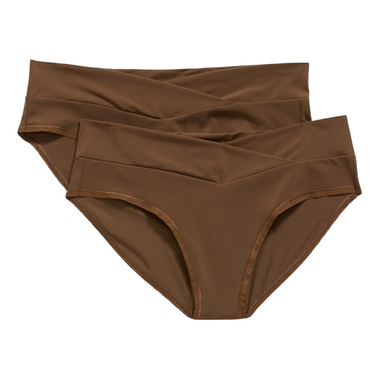 Maternity 2-Pack Soft Knit Low-Rise Bikini Underwear Panties XXL Dark Walnut NWT