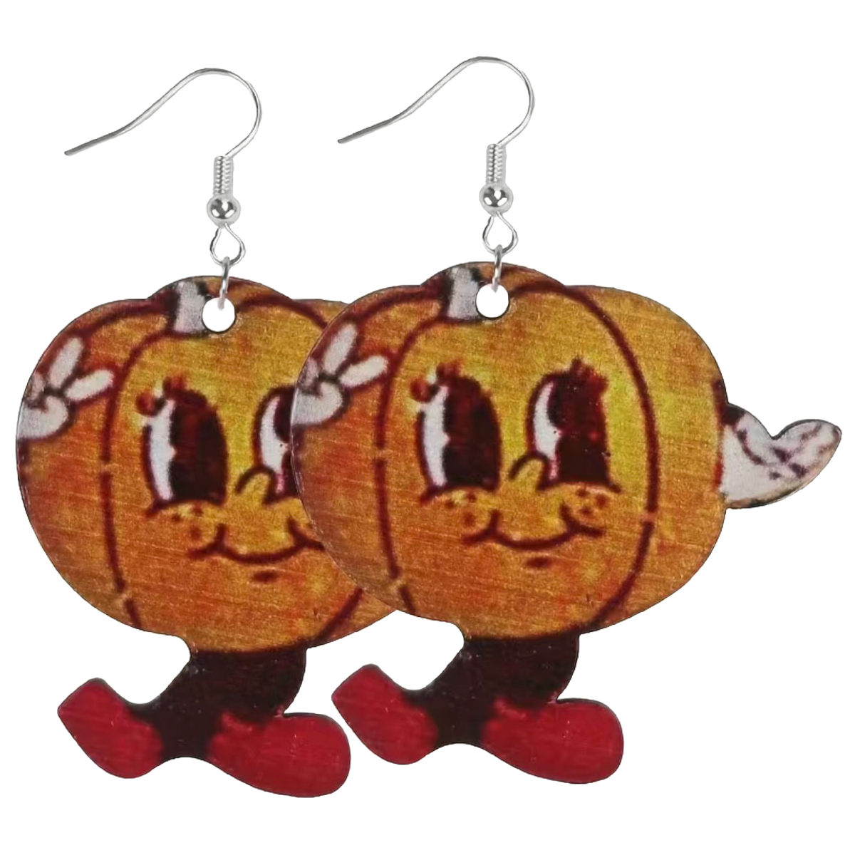 Autumn Pumpkin Wooden Earrings Gourds Coffee Latte Shake Fall Colors Dangle NEW