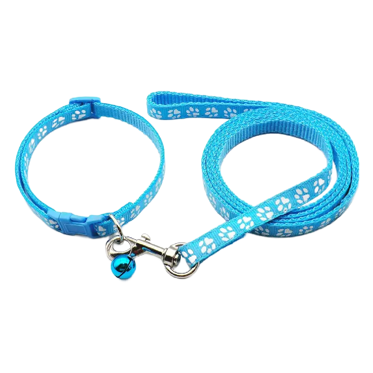Pet Leash & Collar Combo Cat or Puppy Dog Paw Small 7.5"-12.5" Neck NEW 2pc Lot