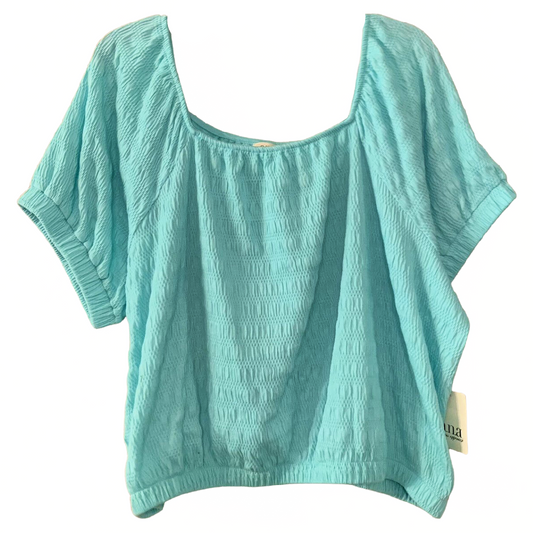 ana Aqua Blue Crop Top XXL Waist Arm Band Wide Collar Off The Shoulder NWT Shirt