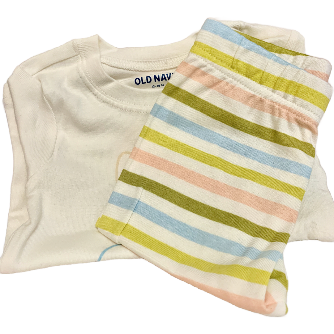 2pc Baby Snug Fit PJs Size 12-18 Months Short Sleeve Top & Pants New Bunny Set
