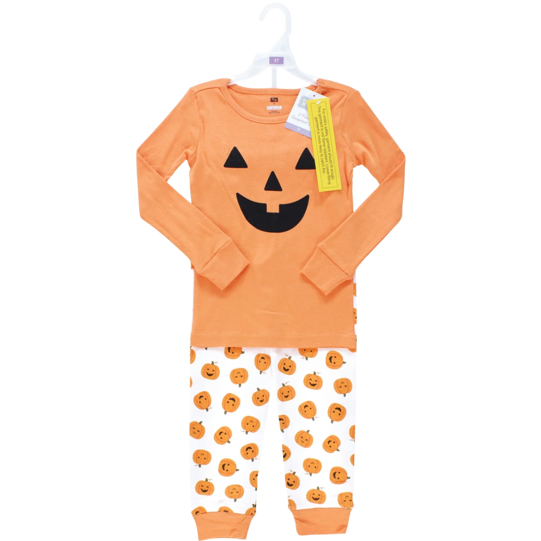 Halloween Toddler 2pc PJs 4T Pumpkin Jack-O-Lantern Long Sleeve Top Pants NWT