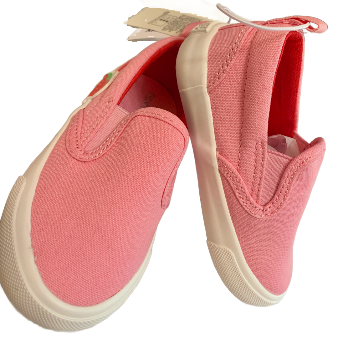 Canvas Slip-On Sneakers for Toddler Girls Pink Shoes w/ Strawberry Patch NWT Old Navy