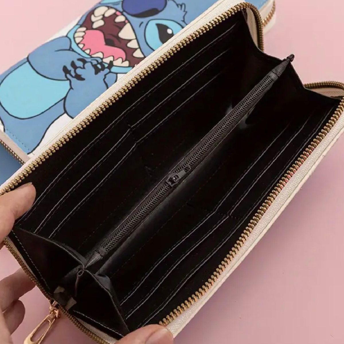 Stitch 7" Faux Leather Wallet Coin Zipper Pocket Bill Credit Card Slot