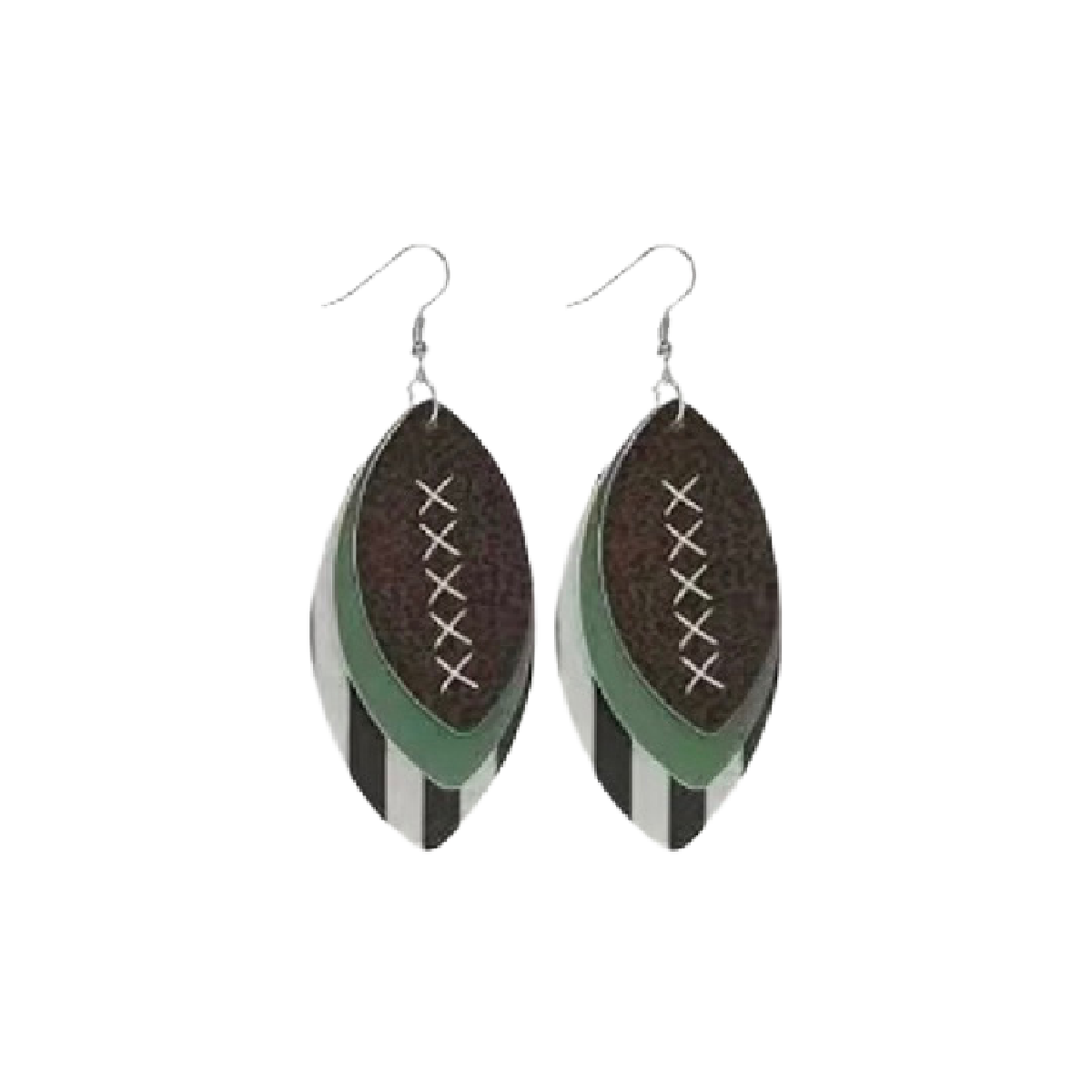 Football Rugby Faux Leather Dangle Earrings Sporty Team Support NEW