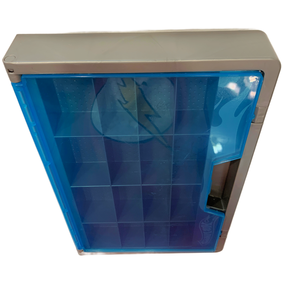 Hot Wheels 16 Car Wall Mount Display Storage Case 2006 Blue Silver/Gray Mattel