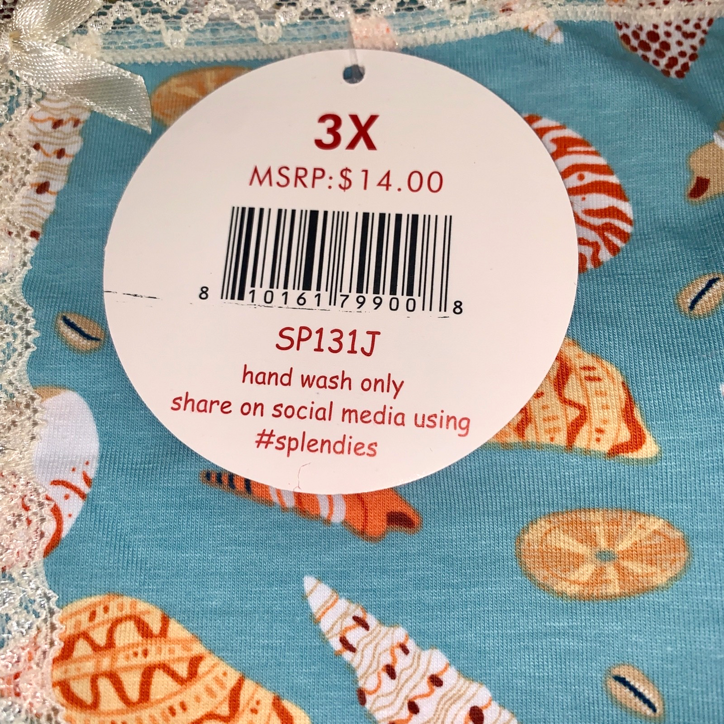Splendies Bikini Panties Size 3x Beach Seashells Lot of 3 New Pairs of Underwear