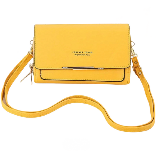 Yellow Forever Young Minimalist Purse Faux Leather Small Handbag Wallet NWT