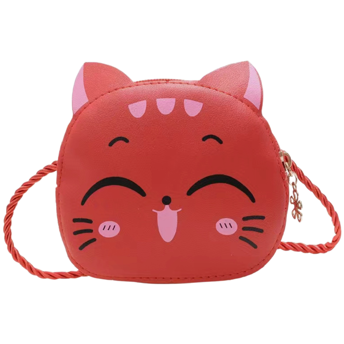 Cute Little Cartoon Cat Crossbody Bag Mini Zipper Coin Purse Lightweight NEW