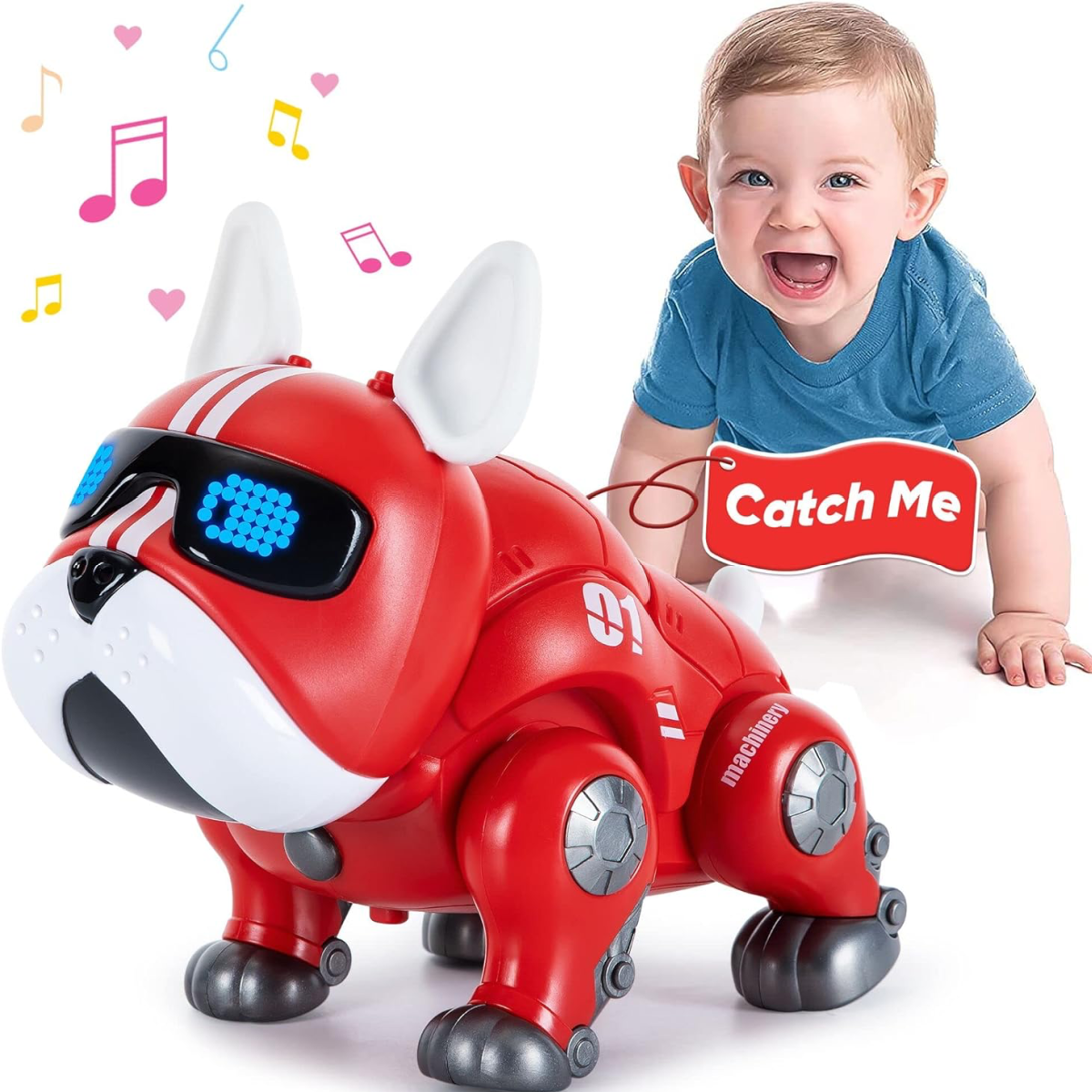 Noetoy Robot Red Dog LED Electronic Sound Music Walks Interactive Baby Toy NEW