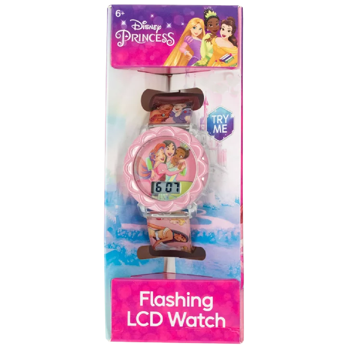 Disney PRINCESS Flashing LCD Watch Round Face Kids NEW In Box