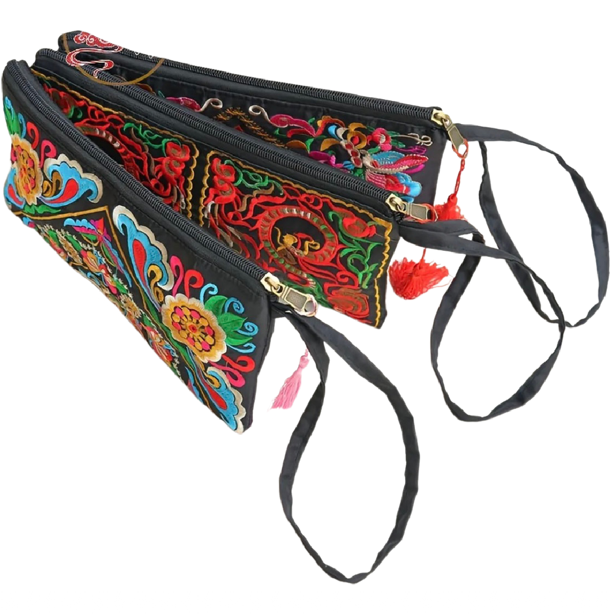 Retro Floral Embroidery Ethnic Style Strap Purse Phone Clutches Handbag NEW