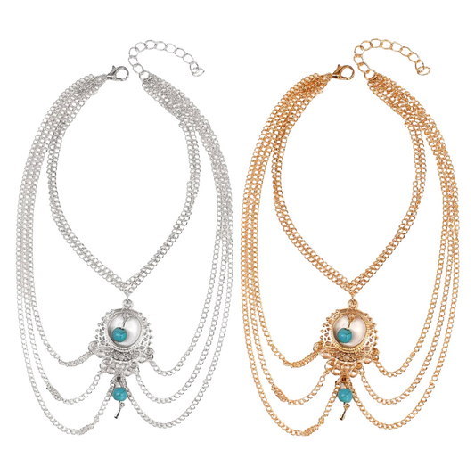 Turquoise Boho Geometric Hollow Anklet in Silver or Gold Tone NEW Foot Jewelry