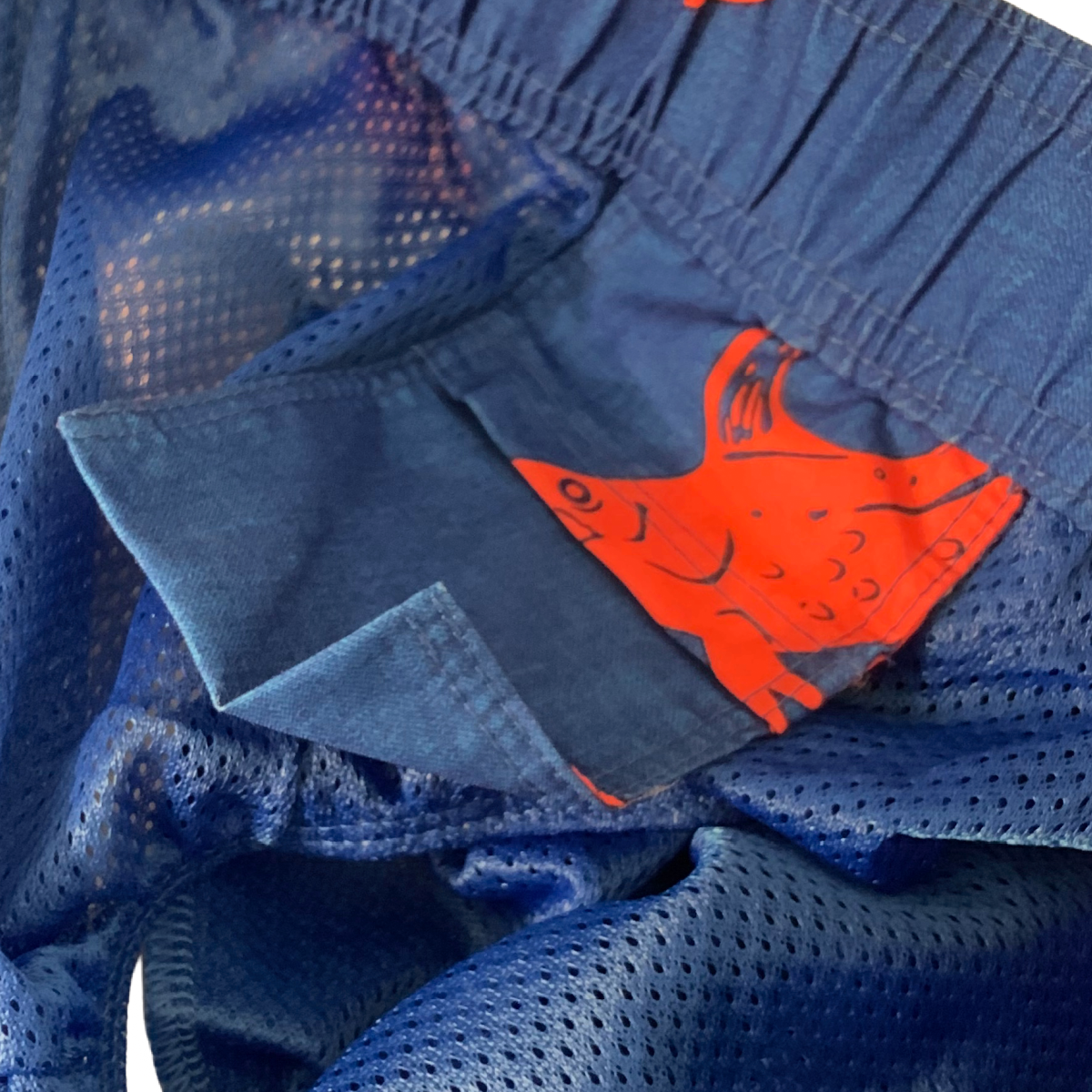 Old Navy Ocean Swim Trunks Size XL Tall 6" Pockets Blue Orange Fish Brief NWT