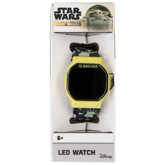 Star Wars Mandalorian Baby Yoda LED Watch Yellow Octagon Face Digital Unisex NEW