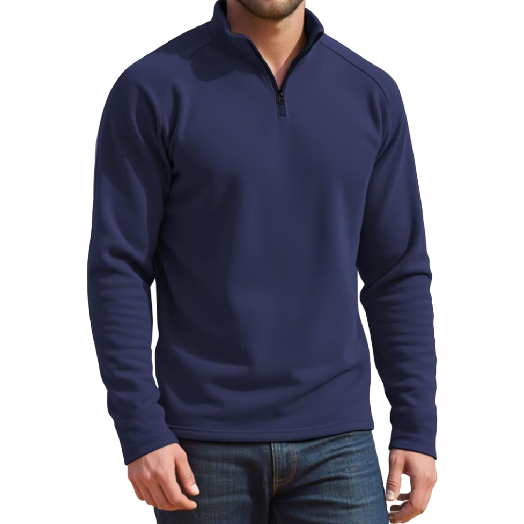 Fleece Pullover Men's Size Large Quarter Zip Thermal Blue Jacket Sweatshirt NWT