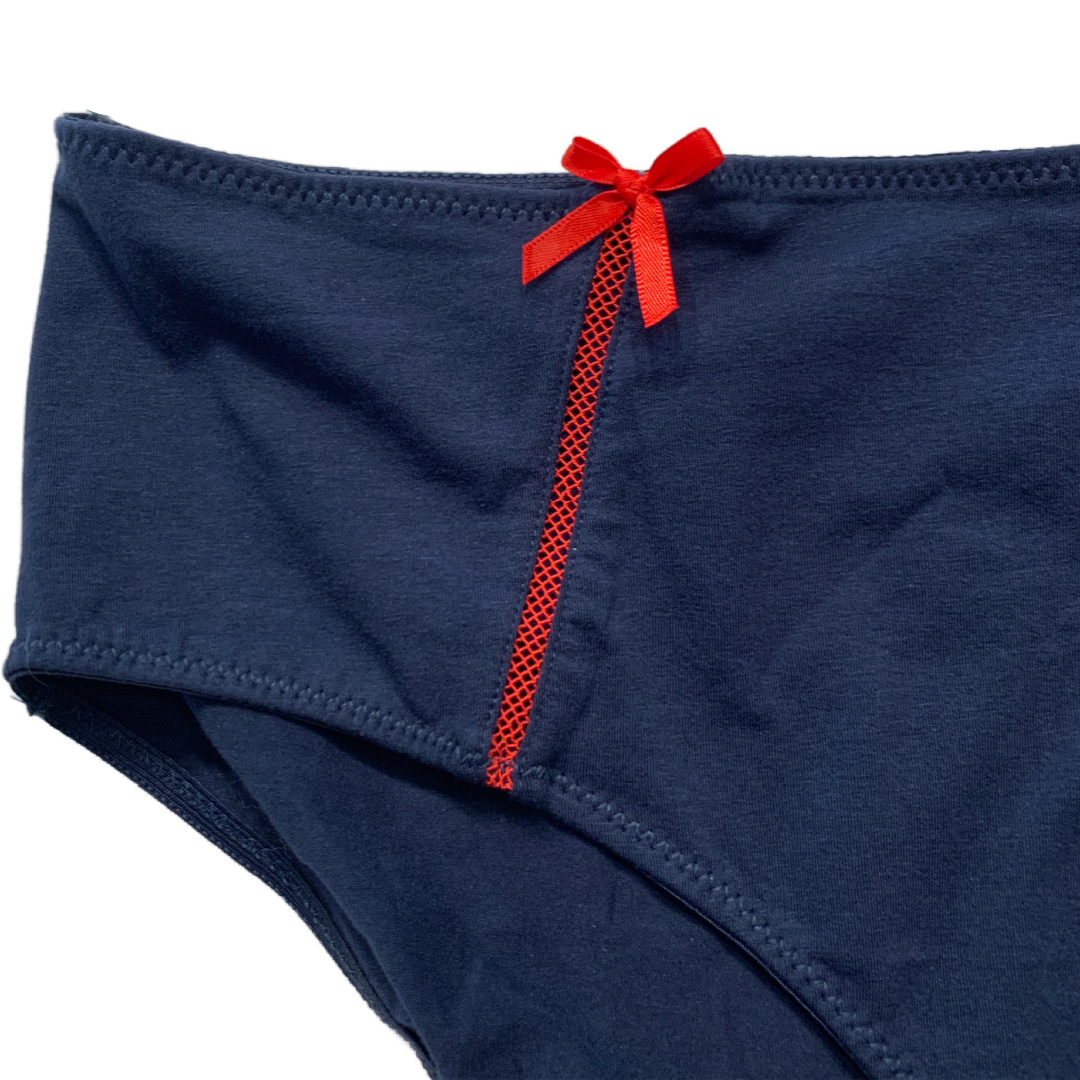 Splendies Size 4X Sailor Chic Bikini Panties Cotton Navy Blue Red Ribbon NWT