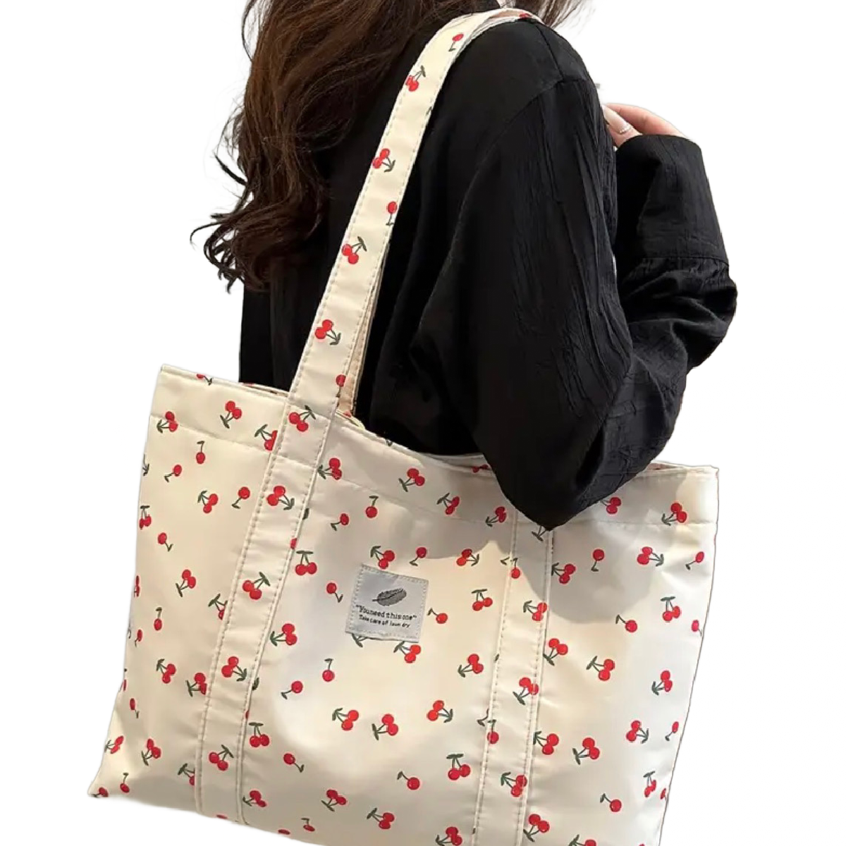 Cherry Tote Bag Magnetic Buckle Lightweight Foldable New