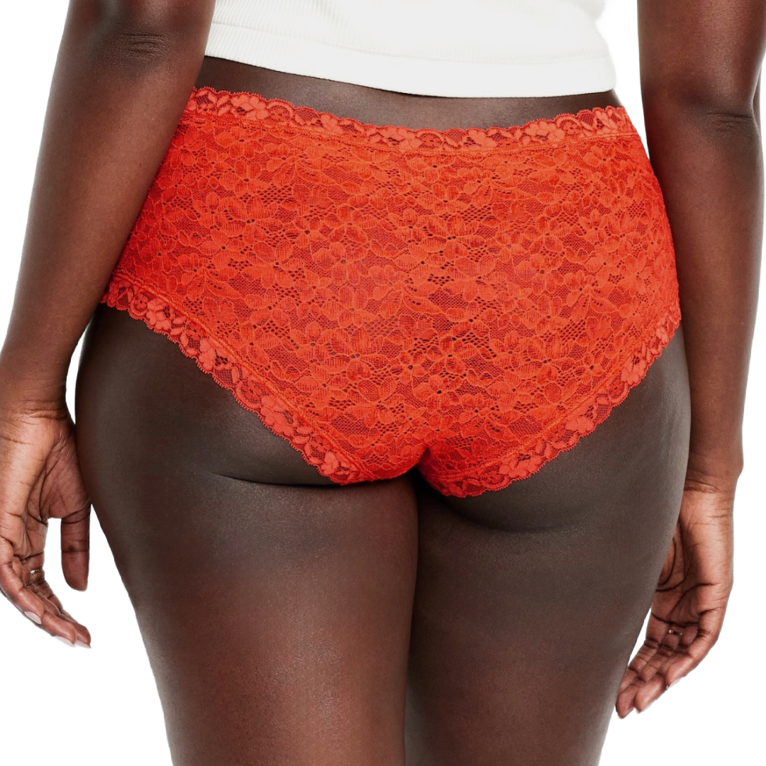 Low-Rise Lace Hipster Panties Lava Color Lingerie 2 Pairs of Underwear NEW Lot