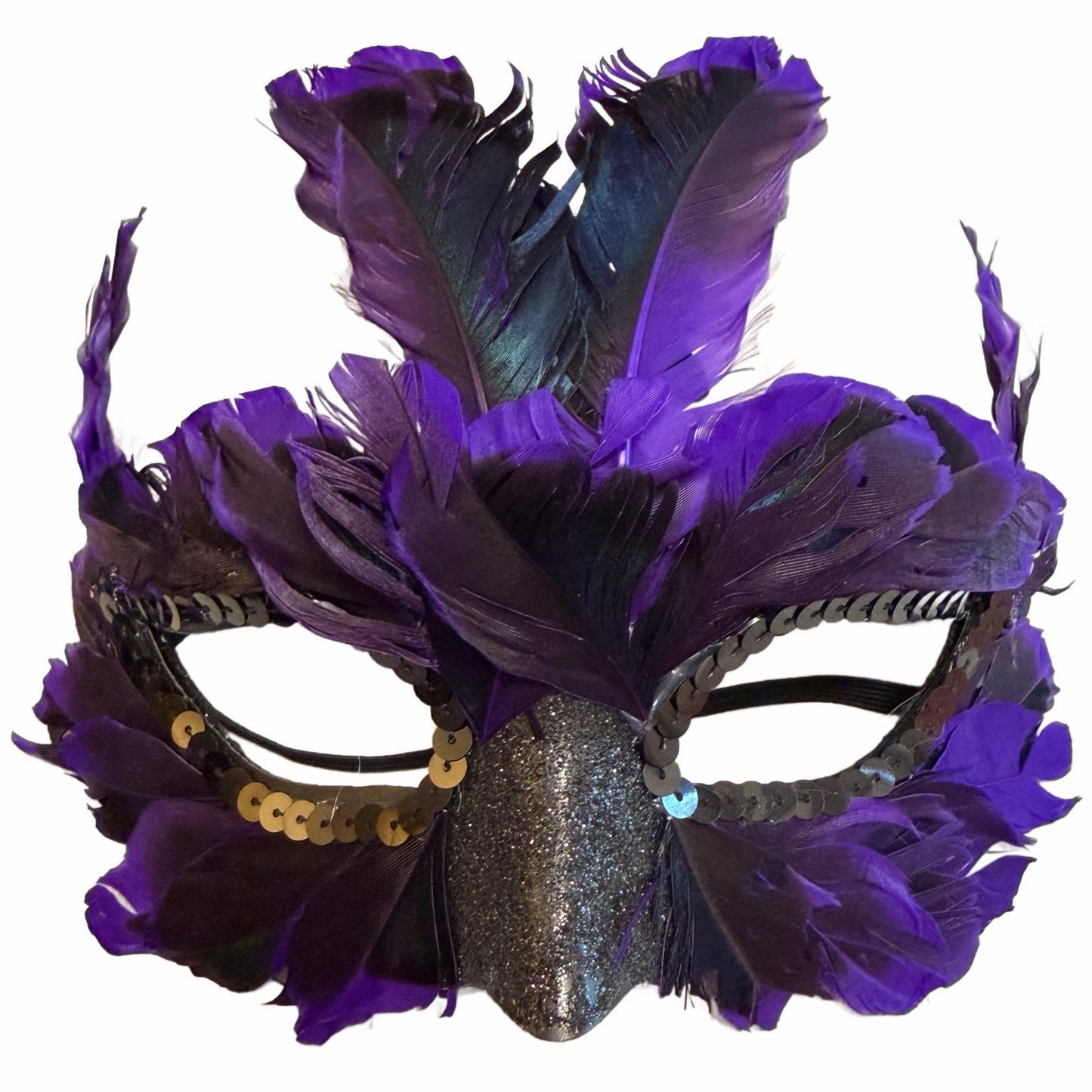 Feather Sequin Mardi Gras Masquerade Prom Costume Society Mask Hat NWOT
