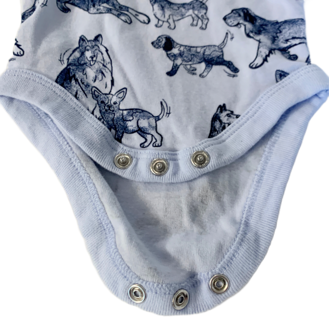 Lot of 2 Member's Mark Bodysuits NB Blue Cotton Puppy Dogs