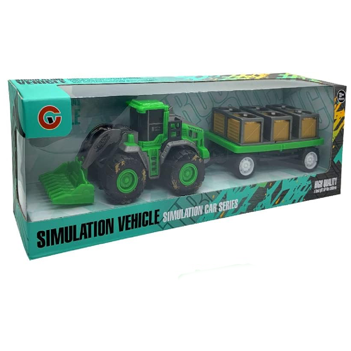 Boersma Construction Green Tractor Excavator Truck & Trailer Vehicle Toy NEW