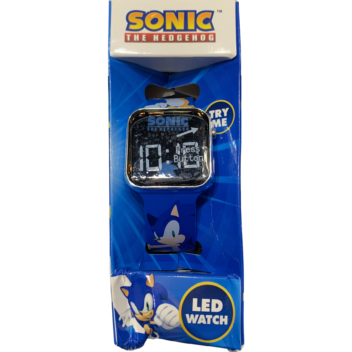 Sega SONIC The Hedgehog LED Watch Blue Square Face Unisex Kids NEW In Box