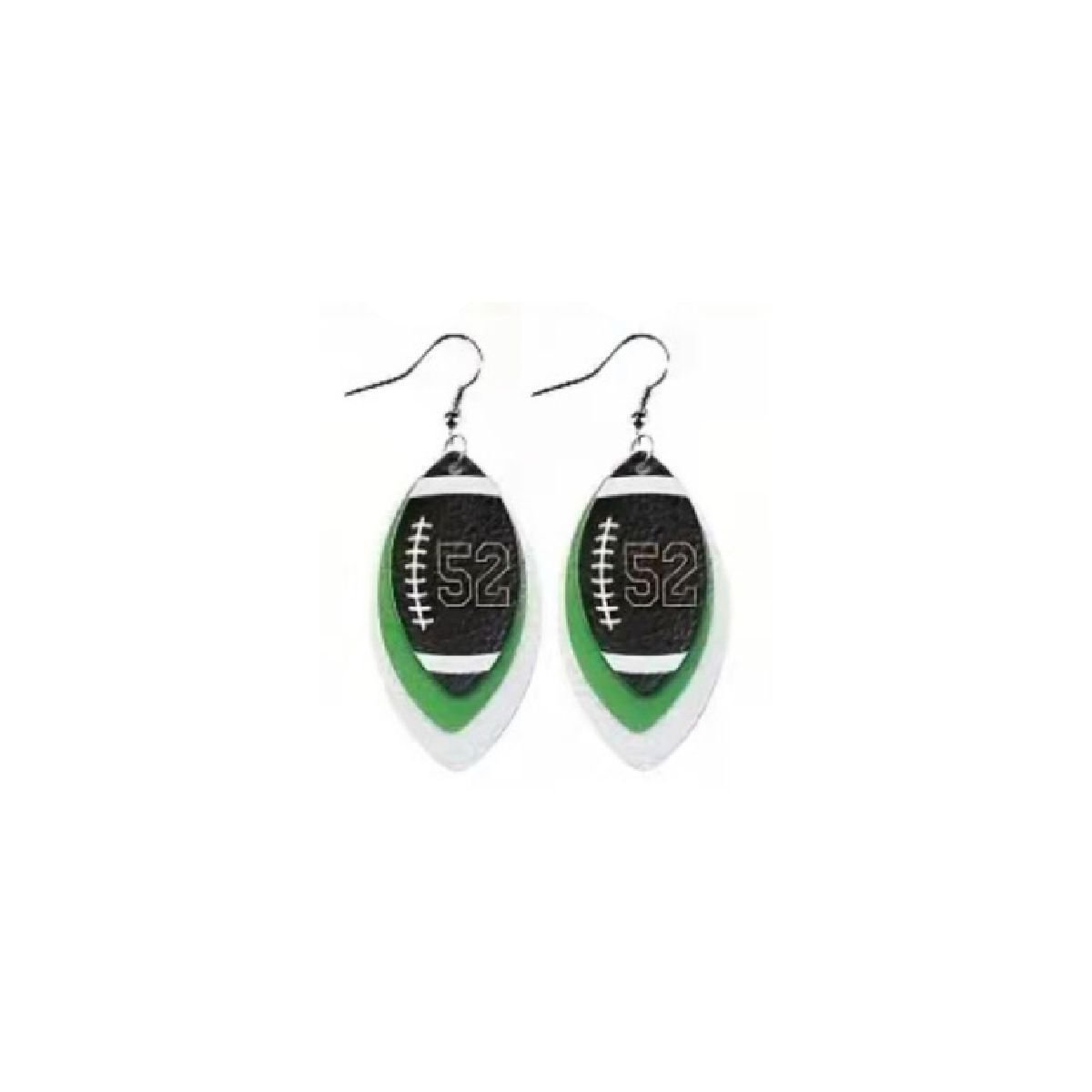 Football Rugby Faux Leather Dangle Earrings Sporty Team Support NEW