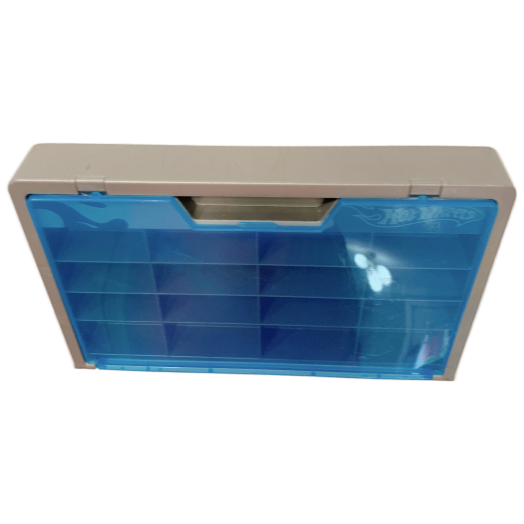 Hot Wheels 16 Car Wall Mount Display Storage Case 2006 Blue Silver/Gray Mattel