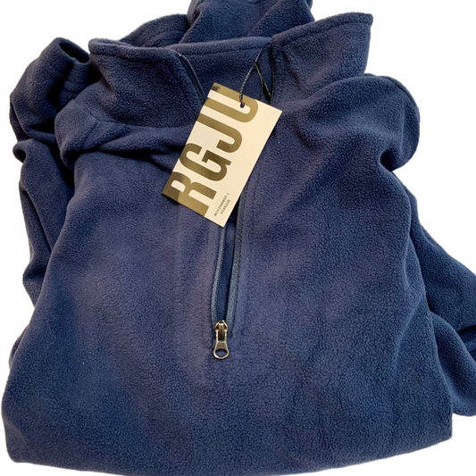 Fleece Pullover Men's Size Large Quarter Zip Thermal Blue Jacket Sweatshirt NWT