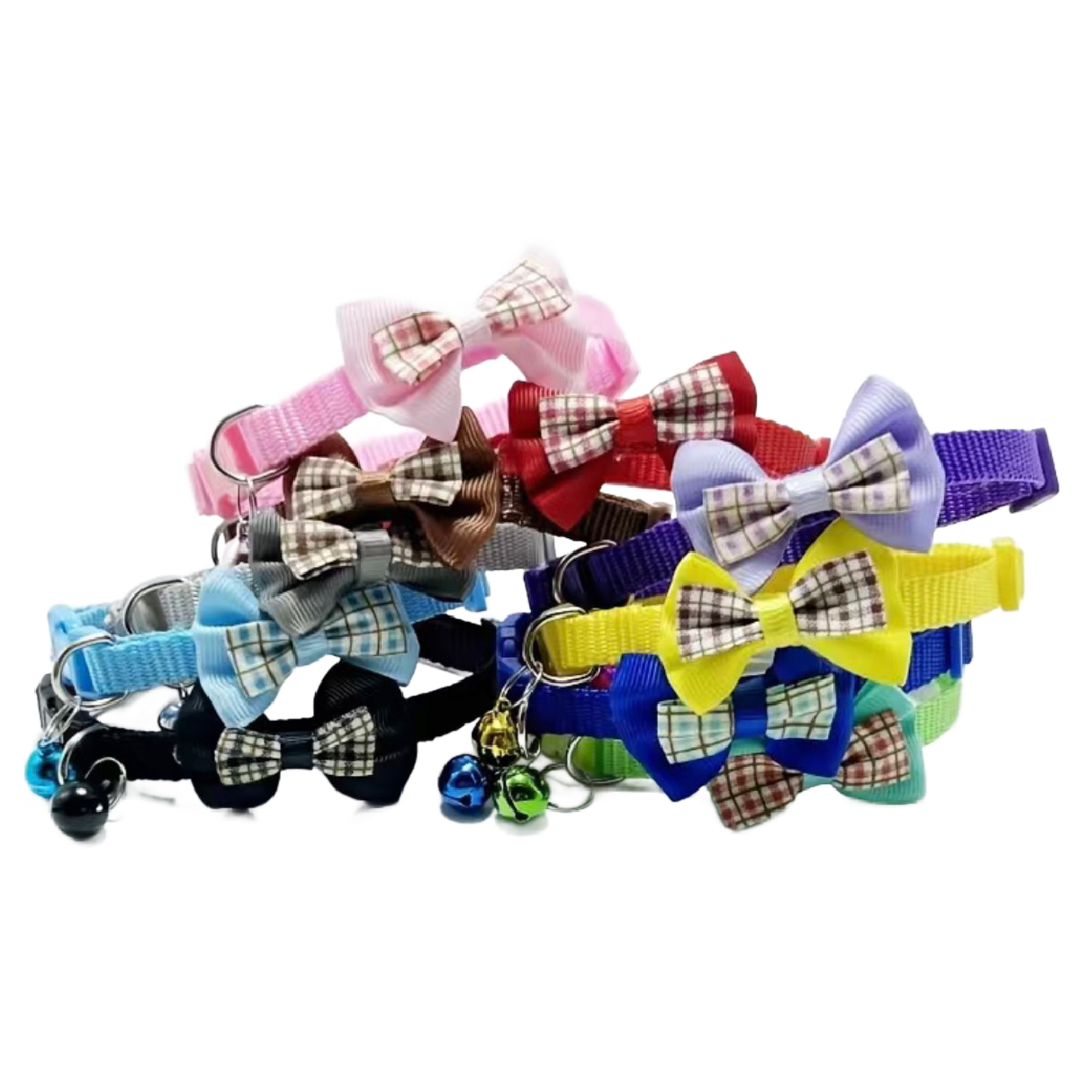 Plaid Bow Adjustable Kitty Cat Or Puppy Breakaway Collar w/ Bell NEW