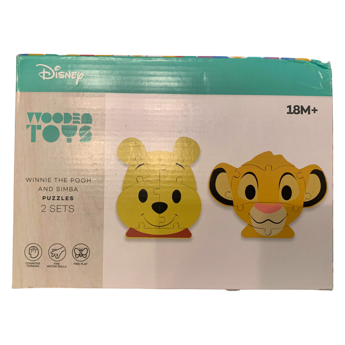 Disney Wooden Puzzles Winnie the Pooh & Simba Lion King 2-Pack Toddler Lot NIB