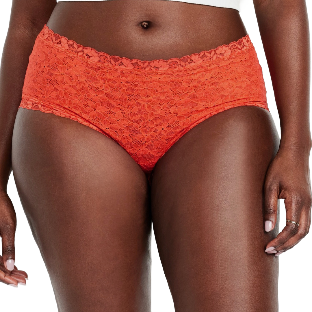 Low-Rise Lace Hipster Panties Lava Color Lingerie 2 Pairs of Underwear NEW Lot