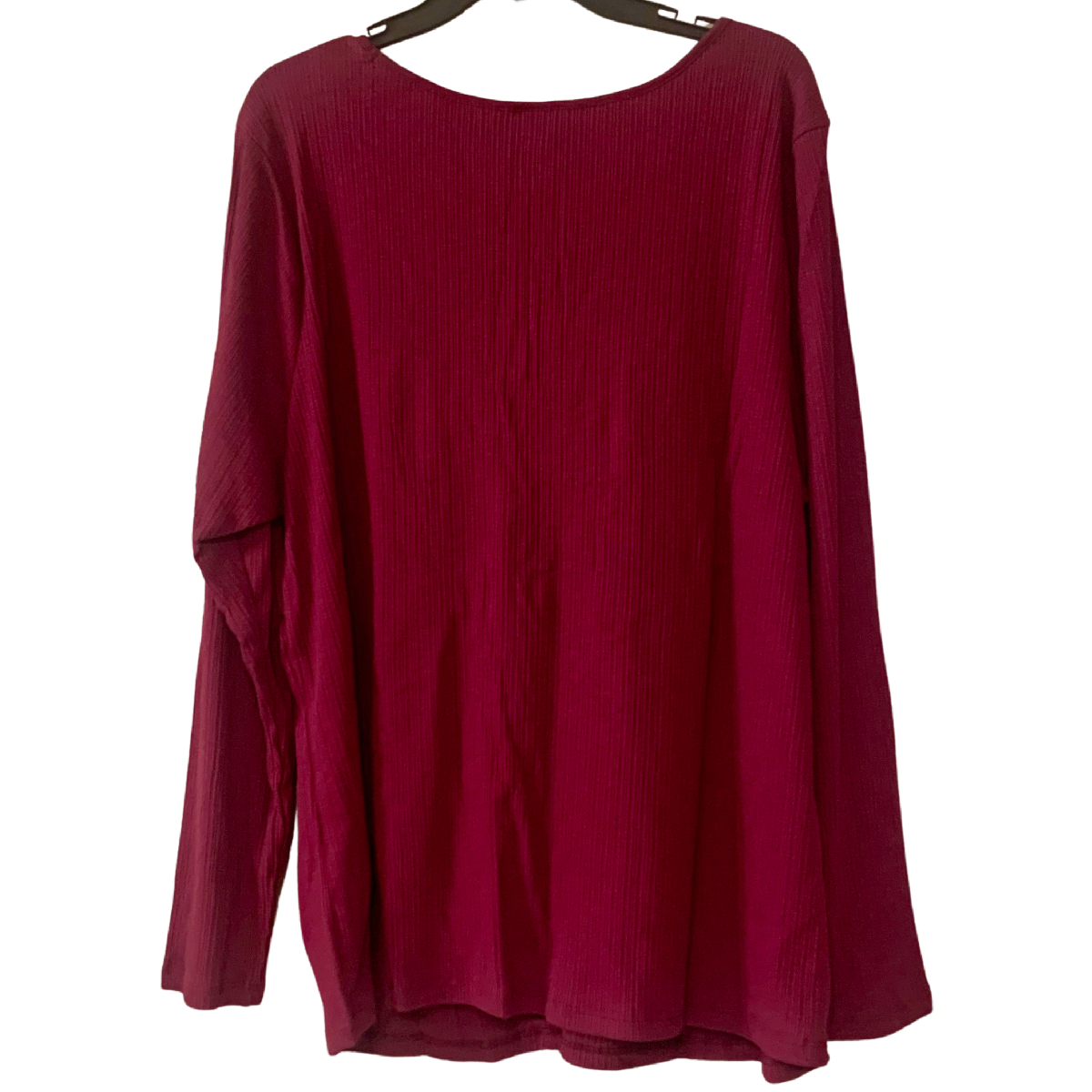 Long-Sleeve Cinched-Front Rib-Knit T-Shirt for Women Size 4X in Winter Wine NWT