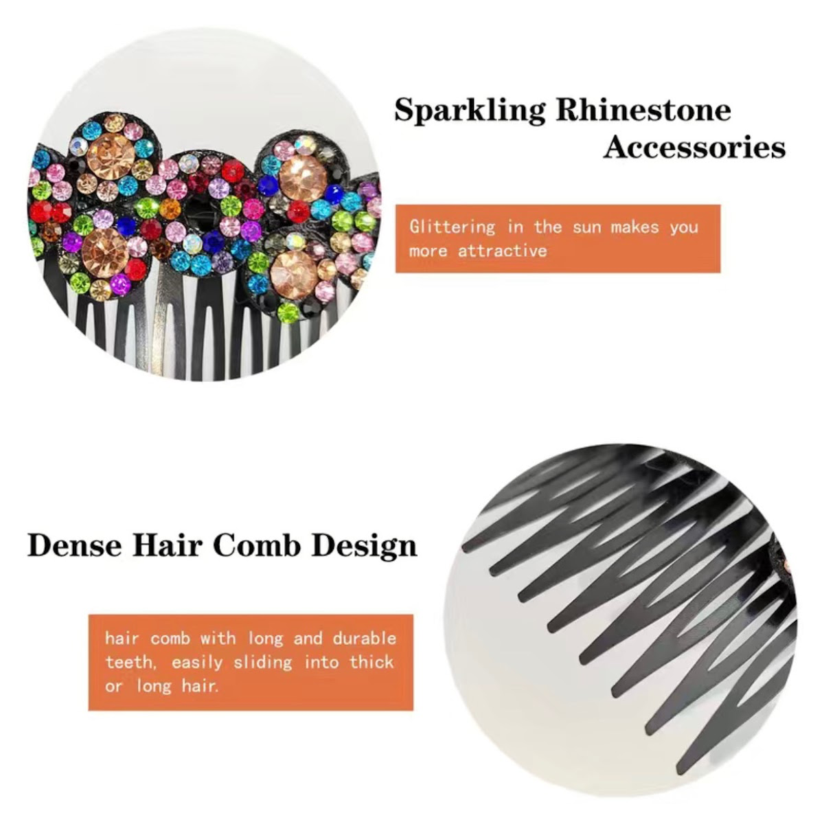 Large 5" Hair Comb Rhinestone Flowers Barrette Elegant Sparkling Accessory NEW