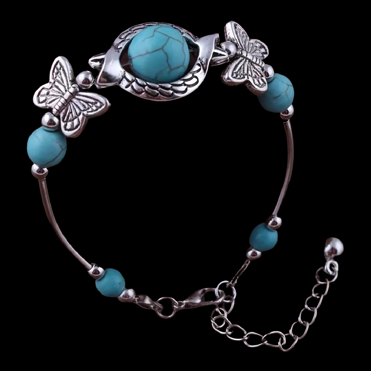 Boho Butterfly Turquoise Beaded Bracelet Bangle Beach Summer Bohemian Jewelry